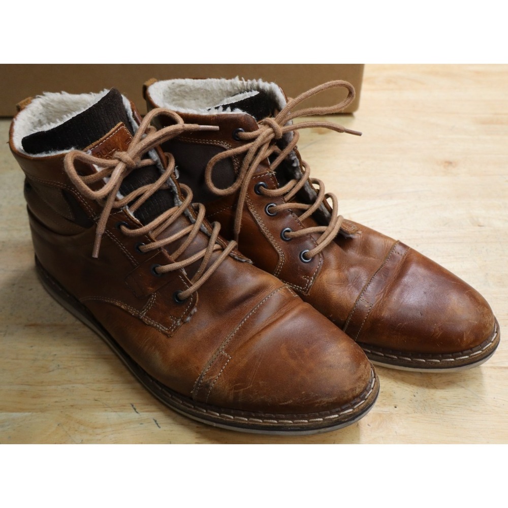 Bullboxer Zander II Lace-Up Leather Sherpa Lining Ankle Boots Mens Size 12 Brown